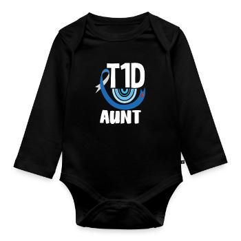T1D Diabetes Type 1 Diabetic Gift - Organic Longsleeve Baby Bodysuit - black - Front