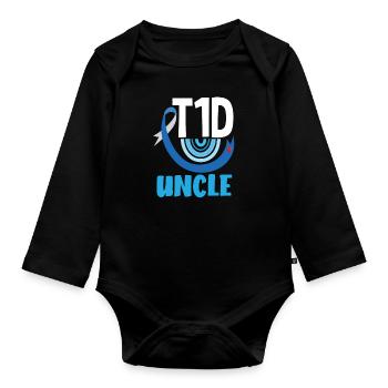 T1D Diabetes Type 1 Diabetic Gift - Organic Longsleeve Baby Bodysuit - black - Front