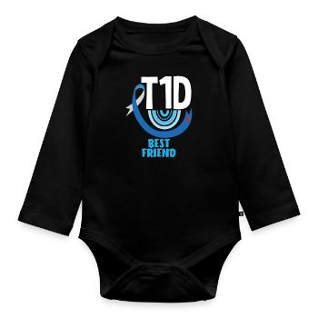 Cadeau pour diabétiques de type 1 pour diabétiques de type 1 - Body Bébé bio manches longues - noir - Devant