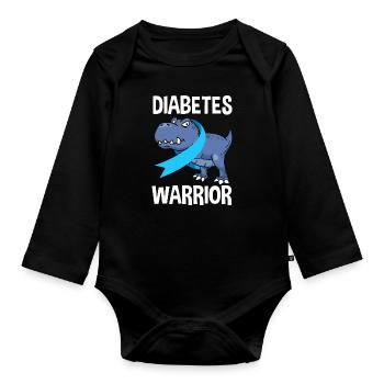 T1D Diabetes Type 1 Diabetic Gift - Organic Longsleeve Baby Bodysuit - black - Front