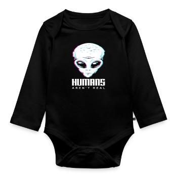 Les humains extraterrestres ne sont pas de vrais cadeaux extraterrestres - Body Bébé bio manches longues - noir - Devant
