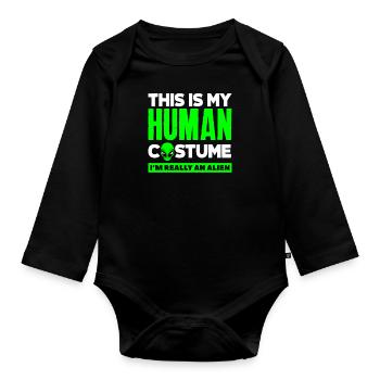 Human Costume Alien Lover - Organic Longsleeve Baby Bodysuit - black - Front