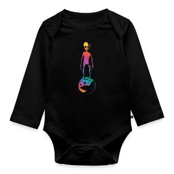 Colorful Alien Planet Gift - Organic Longsleeve Baby Bodysuit - black - Front