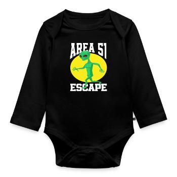 Alien Flying Saucer Alien Gift - Organic Longsleeve Baby Bodysuit - black - Front