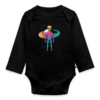 Alien Outer Space Gift - Organic Longsleeve Baby Bodysuit - black - Front