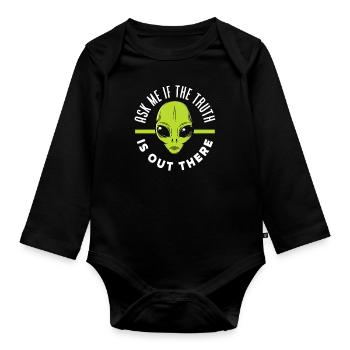 Truth Alien Aliens Aliens - Organic Longsleeve Baby Bodysuit - black - Front