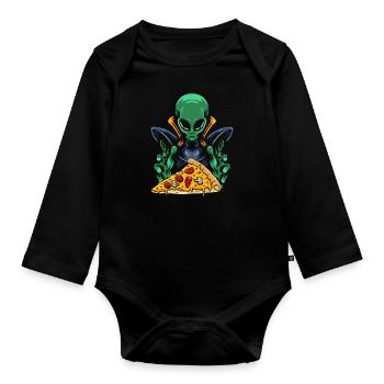 Pizza extraterrestre - Body Bébé bio manches longues - noir - Devant