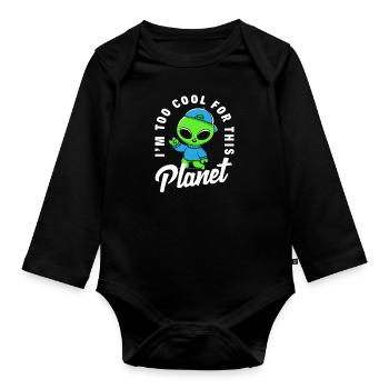 Lustiges Alien Kinder - Baby Bio-Langarm-Body - Schwarz - Vorne