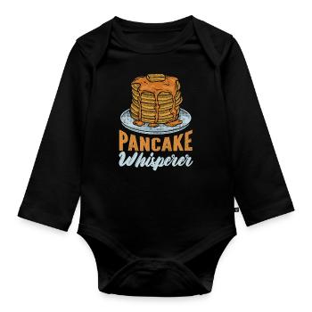 Pancake Lover Kids Pancake - Organic Longsleeve Baby Bodysuit - black - Front