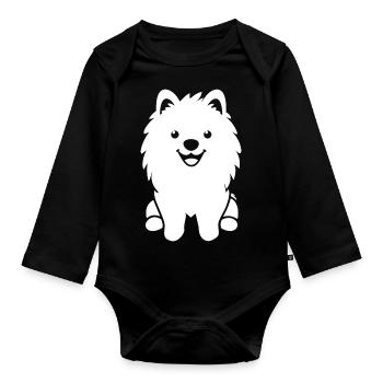Chien Samoyède - Body Bébé bio manches longues - noir - Devant