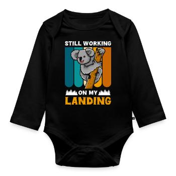 Koala Bear Bear Marsupial - Organic Longsleeve Baby Bodysuit - black - Front