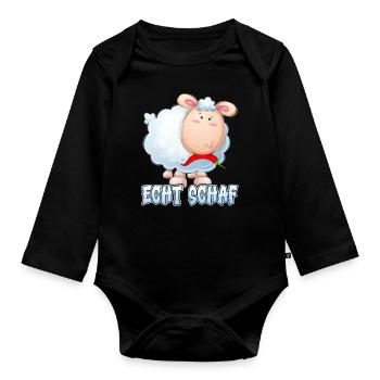 Real Sheep North German Lamb Sheep Shepherd - Organic Longsleeve Baby Bodysuit - black - Front