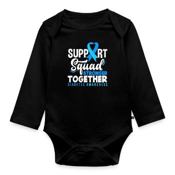 T1D Diabetes Type 1 Diabetic Gift - Organic Longsleeve Baby Bodysuit - black - Front