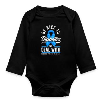 Cadeau pour diabétiques de type 1 pour diabétiques de type 1 - Body Bébé bio manches longues - noir - Devant