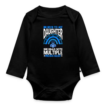 T1D Diabetes Type 1 Diabetic Gift - Organic Longsleeve Baby Bodysuit - black - Front