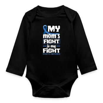 T1D Diabetes Type 1 Diabetic Gift - Organic Longsleeve Baby Bodysuit - black - Front