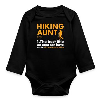 Hiker Aunt Definition Hiking - Organic Longsleeve Baby Bodysuit - black - Front