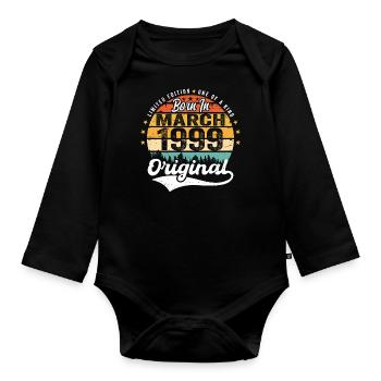 Mars 1999 Vintage Vintage Retro Anniversaire 1999 - Body Bébé bio manches longues - noir - Devant