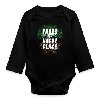 Trees Are My Happy Place - Organic Longsleeve Baby Bodysuit - black - Front