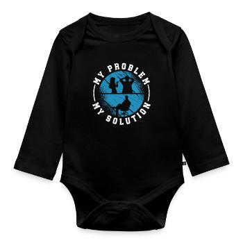 Assistante sociale Mon problème Mon pictogramme Papa Maman - Body Bébé bio manches longues - noir - Devant