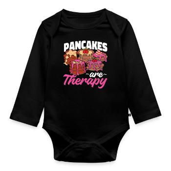 Pancake Lover Kids Pancakes Are - Organic Longsleeve Baby Bodysuit - black - Front