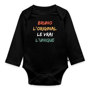 Super Bruno - Body Bébé bio manches longues - noir - Devant