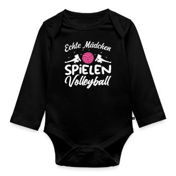 Real Girls Playing Volleyball - Organic Longsleeve Baby Bodysuit - black - Front