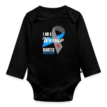 T1D Diabetes Type 1 Diabetic Gift - Organic Longsleeve Baby Bodysuit - black - Front