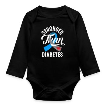 T1D Diabetes Type 1 Diabetic Gift - Organic Longsleeve Baby Bodysuit - black - Front