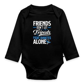 T1D Diabetes Type 1 Diabetic Gift - Organic Longsleeve Baby Bodysuit - black - Front