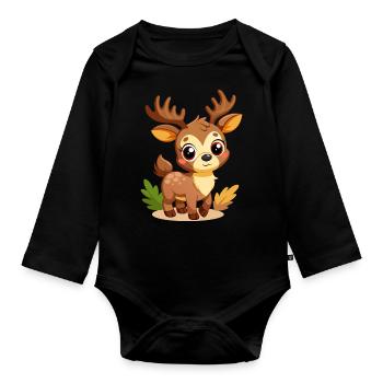 Mignon bébé orignal - Body Bébé bio manches longues - noir - Devant