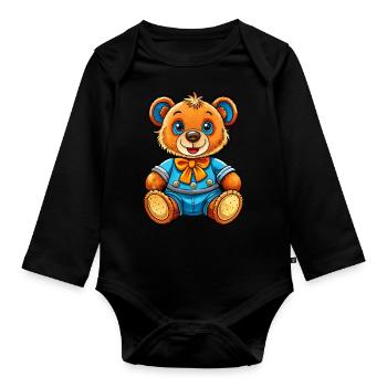 Joli nounours - Body Bébé bio manches longues - noir - Devant