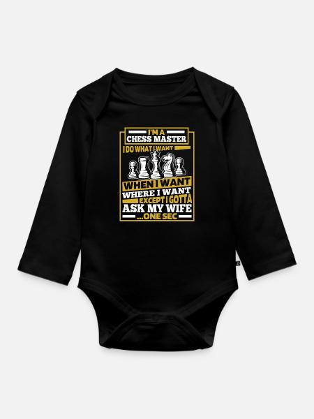 Schach - Baby Bio-Langarm-Body - Schwarz