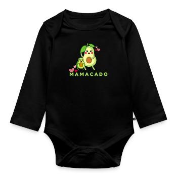 Lustiger Spruch Mamacado Avocado - Baby Bio-Langarm-Body - Schwarz - Vorne