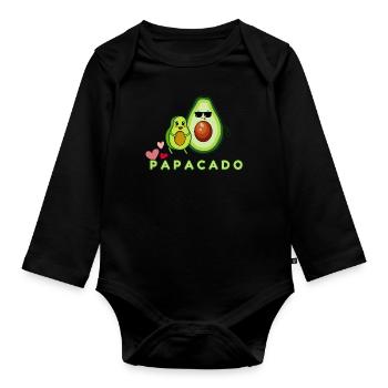 Lustiger Spruch Papacado Avocado - Baby Bio-Langarm-Body - Schwarz - Vorne
