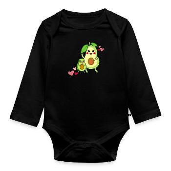 Avocado Familie Mamacado mit Kind - Baby Bio-Langarm-Body - Schwarz - Vorne