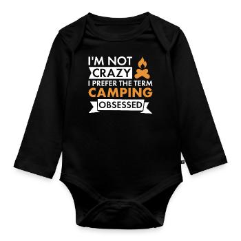 Camper I'm Not Crazy Camping - Organic Longsleeve Baby Bodysuit - black - Front