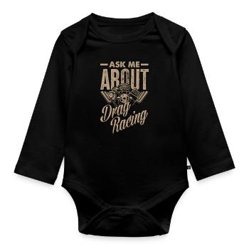 Funny Car Racing Car Racing Gift - Organic Longsleeve Baby Bodysuit - black - Front