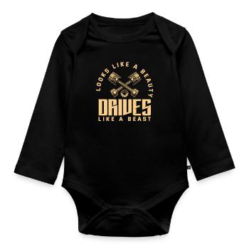 Funny Car Racing Car Racing Gift - Organic Longsleeve Baby Bodysuit - black - Front