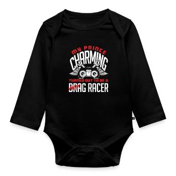 Funny Car Racing Car Racing Gift - Organic Longsleeve Baby Bodysuit - black - Front