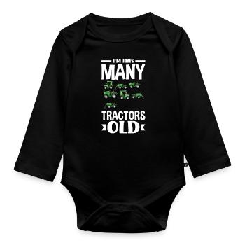 7th Birthday Tractor 7 Years Birthday Shirt - Organic Longsleeve Baby Bodysuit - black - Front
