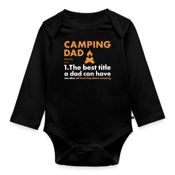 Camper Dad Definition Camping - Organic Longsleeve Baby Bodysuit - black - Front