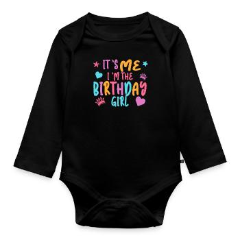 Fille d’anniversaire - Body Bébé bio manches longues - noir - Devant