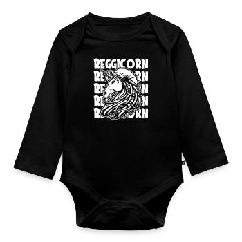 Reggae Unicorn Reggicorn - Organic Longsleeve Baby Bodysuit - black - Front