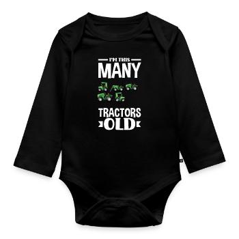 5th Birthday Tractor 5 Years Birthday Shirt - Organic Longsleeve Baby Bodysuit - black - Front