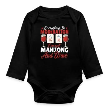 Cadeau pour les fans de Mahjong - Body Bébé bio manches longues - noir - Devant
