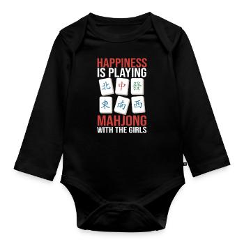 Cadeau pour les fans de Mahjong - Body Bébé bio manches longues - noir - Devant