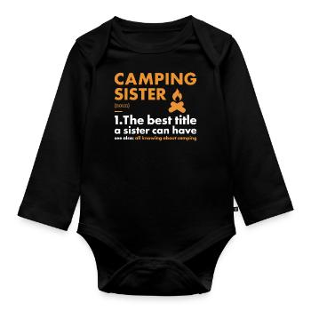 Camper Sister Définition Camping - Body Bébé bio manches longues - noir - Devant