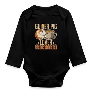Amateur de cochons d’Inde avant de caresser Zoo Amateur de café - Body Bébé bio manches longues - noir - Devant