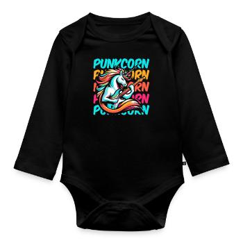E Gitarre Elektrogitarre Einhorn Punkcorn - Baby Bio-Langarm-Body - Schwarz - Vorne